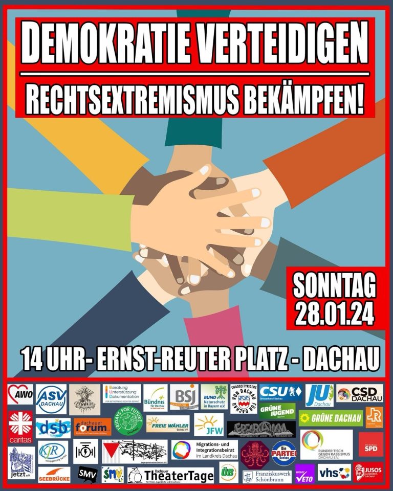 Demo „Demokratie verteidigen – Rechtsextremismus bekämpfen!“ am 28.1. in Dachau